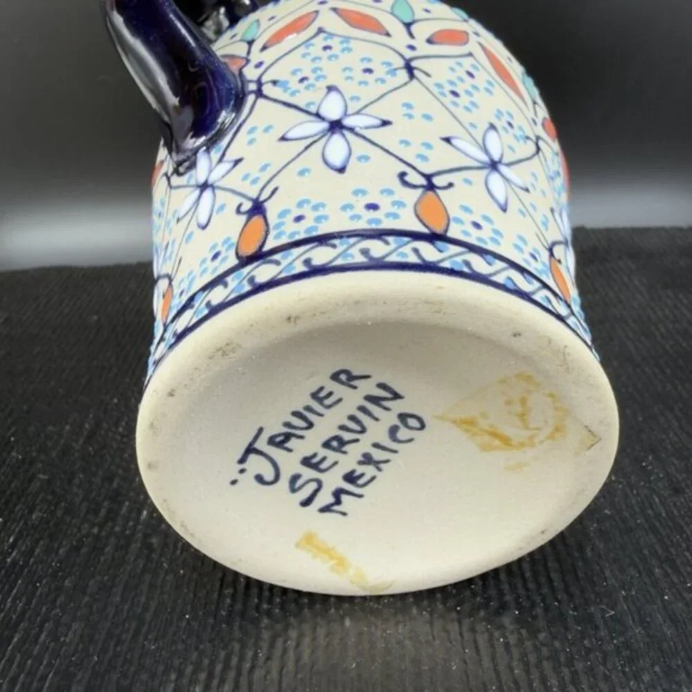 Javier Servin‎ Mexico Pottery Cruet Jug Pitcher Container Decorative Ceramic VTG